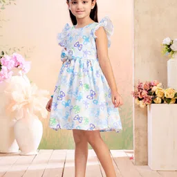 BAESD Girls Butterfly Printed Fit and Flare Dresses image 3