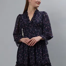 ETRAANA Floral Print Georgette Fit & Flare Midi Dress-picture-12