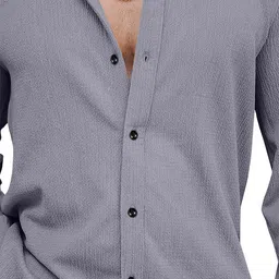 VORTEX Men Original Fit Textured Spread Collar Casual Shirt image 3