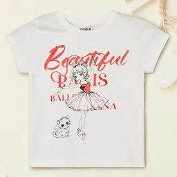 max Girls Typography Printed Round Neck Pure Cotton T-shirt-image-86