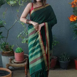 Weaves of Tradition Striped Pure Cotton Handloom Narayan Peth Saree-image-83