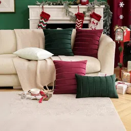 Khooti Cream-Coloured Set of 2 Striped Square Cushion Covers image 4