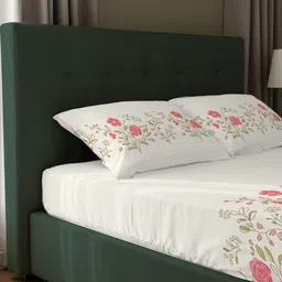 URBAN SPACE Cream-Coloured & Red 200 TC Cotton Double King Bedsheet Set 2.74 m x 2.74 m image 3