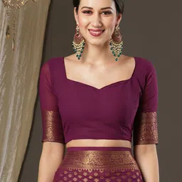 LEAFFEB Ethnic Motifs Woven Design Zari Pure Silk Banarasi Saree image 4