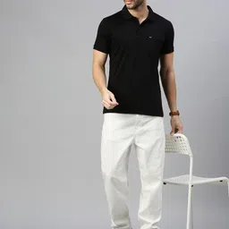 ZEDD Men Solid Polo Collar Cotton T-shirt image 5
