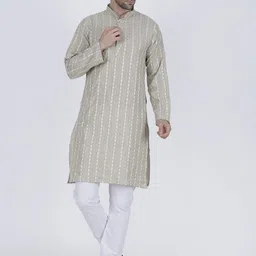 JASHNA Men Striped Kurta with Pyjama-picture-28