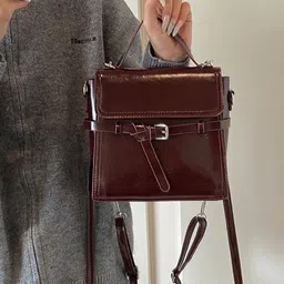 KPOP Women Solid Structured Handheld Bag image 3