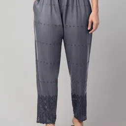 fambee Women Relaxed Grey Viscose Rayon Trousers-picture-24