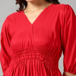 Jash Creation Puff Sleeve Crepe Fit & Flare Midi Dress image 4