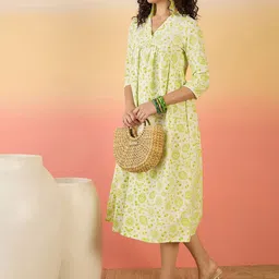 InWeave Floral Print A-Line Midi Dress image 5