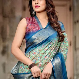 MAHARANI COUTURE Floral Printed Handloom Kanjeevaram Saree image 4