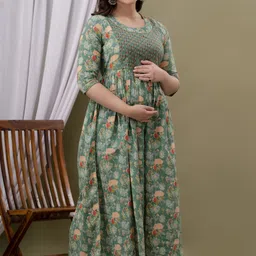 cotton mulmul store Women Gown Multicolor Midi/Calf Length Dress image 3