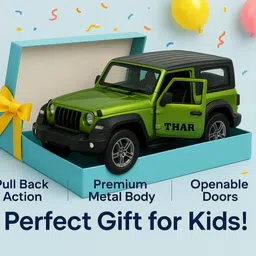 b2toys 1:32 Scale Diecast Metal SUV Thar Car Toy for Kid (Open Door, Music & Pull Back) image 5
