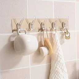 rujave Stainless Steel Bathroom Wall Hook 6 Hooks Cloth Hanger Bathroom Wall Door Hook Magic Sticker Self Adhesive for Bathroom Towel Rail Kitchen Hanger Hooks Door Hanger-picture-28