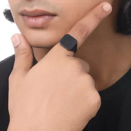 NVR Men Textured Stainless Steel Band Style Finger Ring image 3