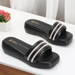 Denill Striped Open Toe Flatform Heels image 5