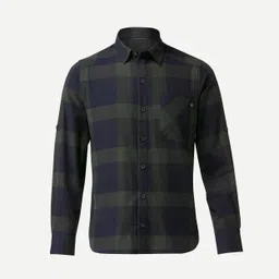 forclaz Men's Flannel Travel Shirt 100 Warm Green-picture-16