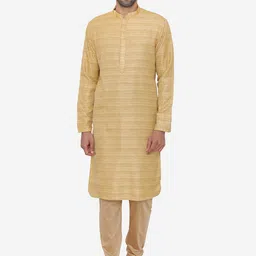 Manu Men Beige & Green Solid Kurta with Churidar & Nehru Jacket-picture-41