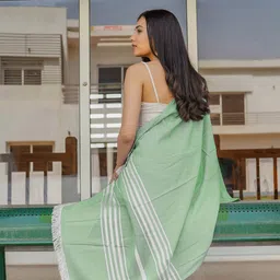 MUSH 2-Pcs Green & Lavender Striped Bamboo 250 GSM Bath Towels-image-0