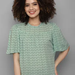Allen Solly Woman Green Chevron Print Top-image-9