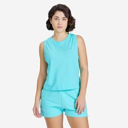 domyos Crew Neck Cotton Flared Cropped Tank Top 520 - Lagoon Green-picture-10