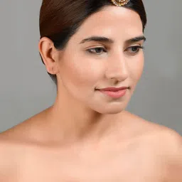 Silvermerc Designs Gold-Plated & White Kundan-Studded Meenakari Maang Tikka-picture-32