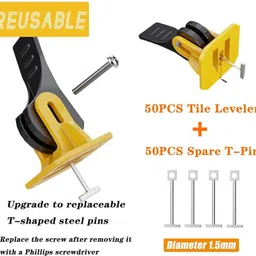 catson 50 PCS Tile Leveling System Kit Floor Wall Tiles Reusable T-TypeTools Non-magnetic Mason's Level image 3