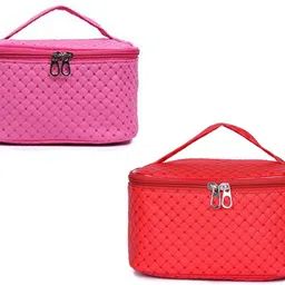 Women Red, Pink Cosmetic Bag-image-13