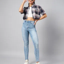 chimpaaanzee Women Regular Fit Checkered Spread Collar Casual Shirt image 3