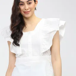 tokyo talkies Casual Sleeveless Solid Women White Top-picture-12