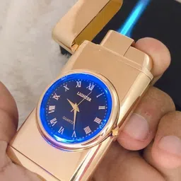 explorer Golden Watch Pocket Size Jet Flame Lighter A025 Heavy Metal Body PIA INTERNATIONAL FIRST QUALITY pocket watch Pocket Lighter image 5