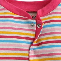 The Magic Wand Infant Kids Grey & Red Striped Cotton Sleepsuit image 2