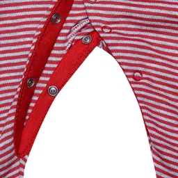 The Magic Wand Infant Kids Grey & Red Striped Cotton Sleepsuit image 4