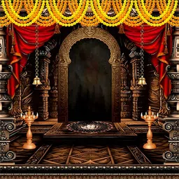 Traditional Pooja Mandir Backdrop | Polyester Taiwan | 5ft X 5ft-image-12