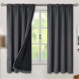 BFAM Grey & Black Black Out Window Curtain-picture-13