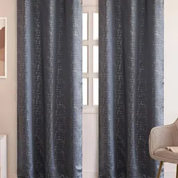 HOMEMONDE Grey & Silver-Toned Set of 2 Black Out Window-picture-25