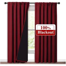 BFAM Maroon & Black Black Out Door Curtain-picture-12