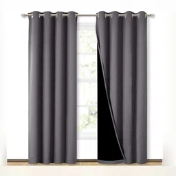 BFAM Grey & Black Black Out Long Door Curtain-picture-14