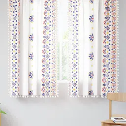 Encasa Homes White & Blue Set of 2 Ethnic Motifs Sheer Window Curtain-picture-14