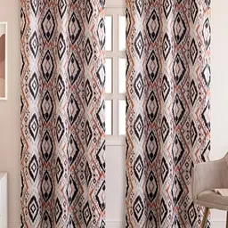 HOMEMONDE Grey & White Set of 2 Black Out Window Curtain-picture-32