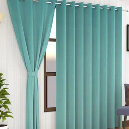 Florida Blue Velvet Long Door Curtains-image-45