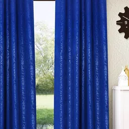 Home Sizzler Blue Self Design Black Out Long Door Curtain-image-72