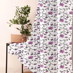 Trance Home Linen Mauve & White Floral Room Darkening Long Door Curtain-picture-20