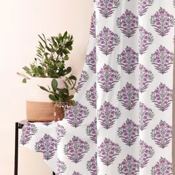 Trance Home Linen Mauve & White Floral Printed Room Darkening Pure Cotton Door Curtain-picture-20
