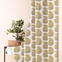 Trance Home Linen Gold-Toned & White Floral Room Darkening Door Curtain-picture-29