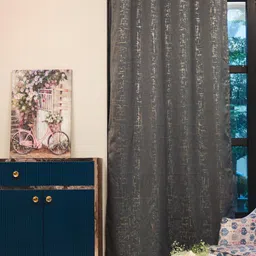 URBAN SPACE Grey & Gold-Toned Black Out Long Door Curtain-picture-21
