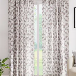 Encasa Homes Brown & Grey Set of 2 Geometric Sheer Long Door Curtain-picture-13