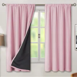 BFAM Pink & Black Black Out Door Curtain-picture-11
