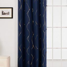 URBAN SPACE Navy Blue & Gold-Toned Printed Black Out Window Curtain-picture-24