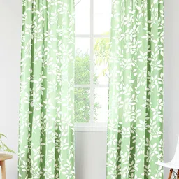 Encasa Homes Green & White Set of 2 Floral Sheer Door Curtain-image-57